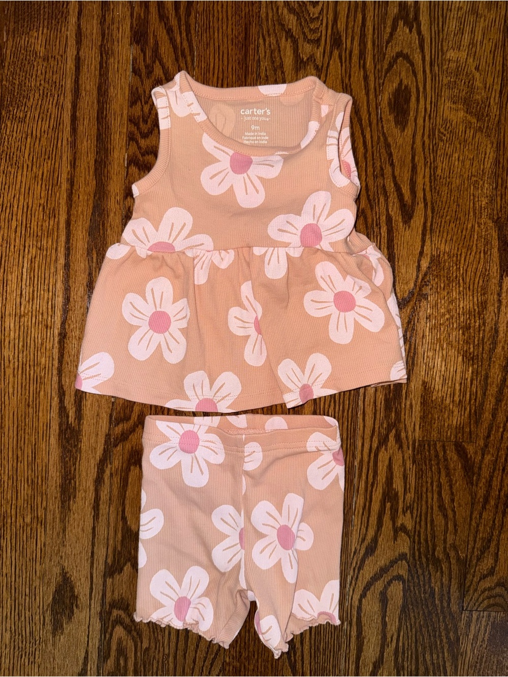 Carter's Peach Floral Tank Top & Shorts Pajama Set